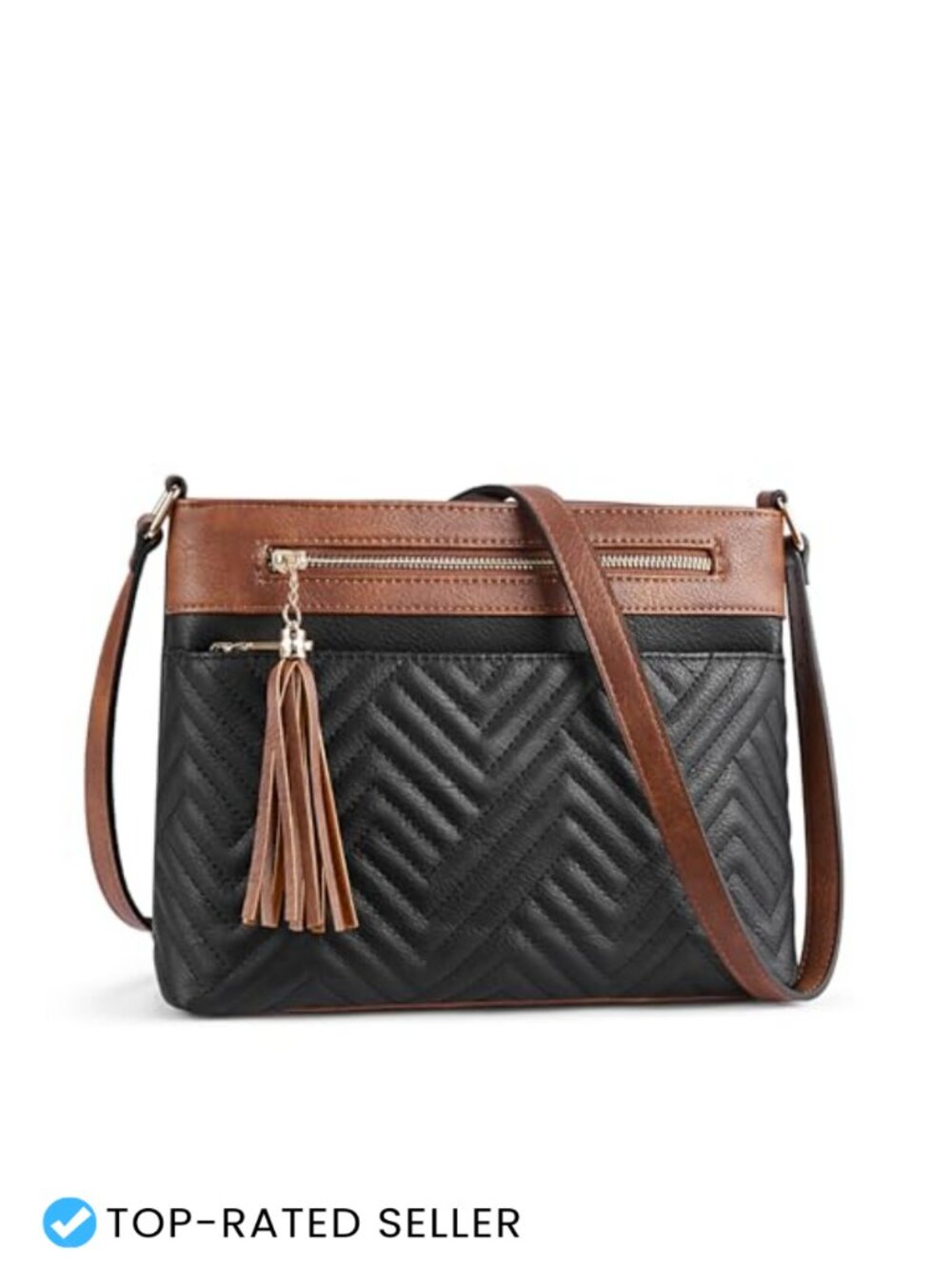 Quilted Faux Leather Crossbody Bag Medium Multi-Pocket Adjustable Strap